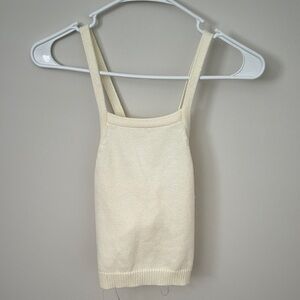 Cream Knit Crop Tank Top